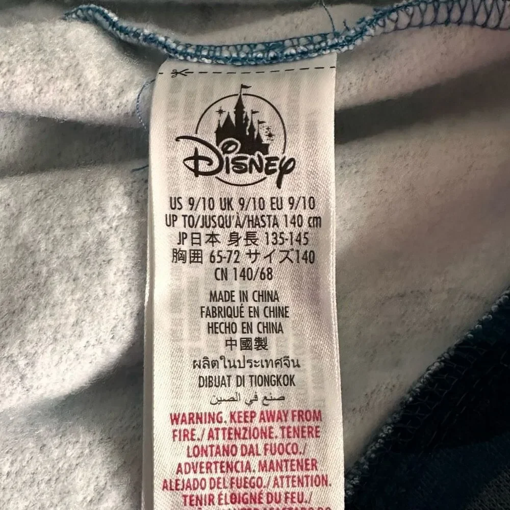 Disney Encanto Full‎ Zip Hooded Jacket Kids 9/10 Blue Fuzzy Sherpa